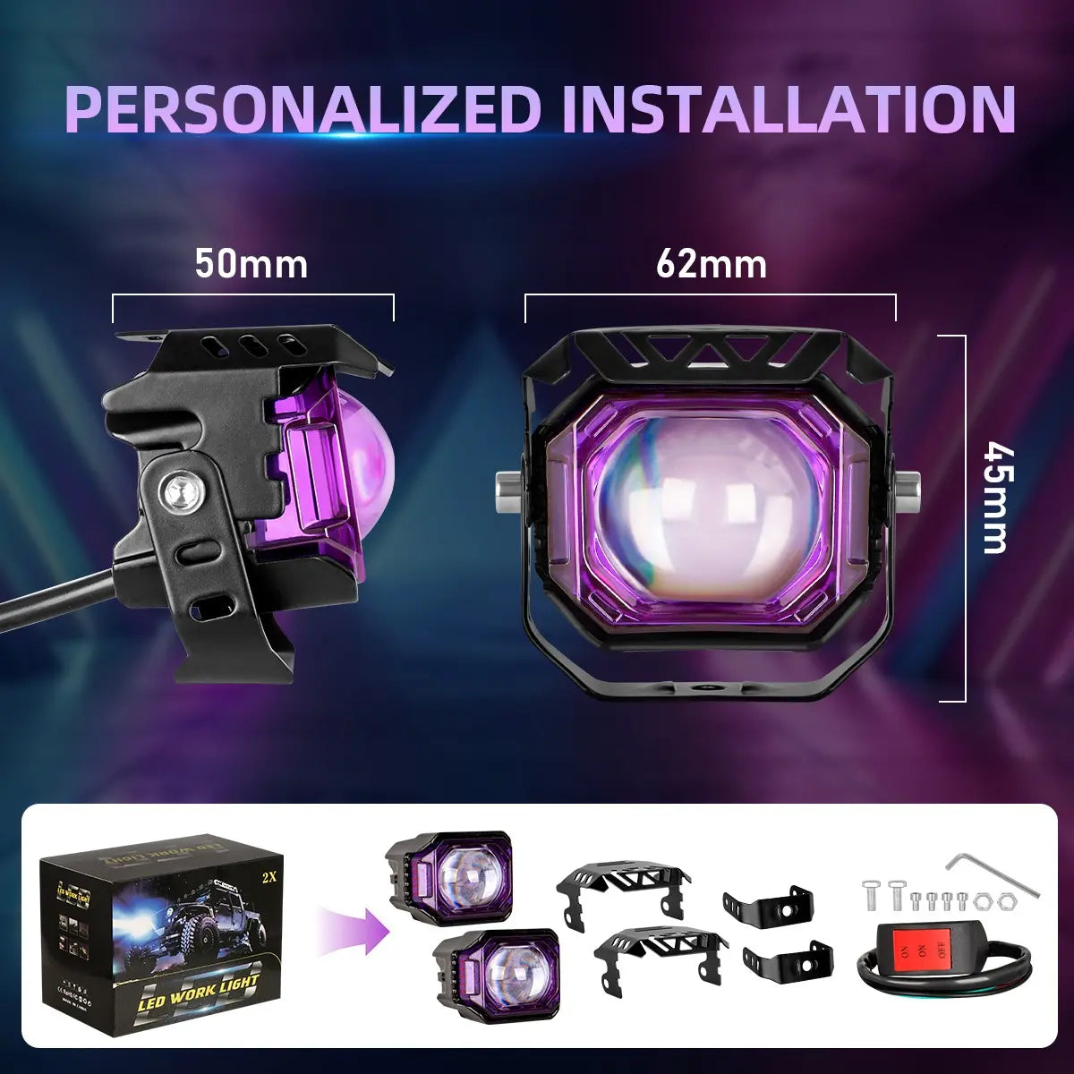 Par Faros Led Auxiliares Moto Lupa 6 Modos Estrobo 120w