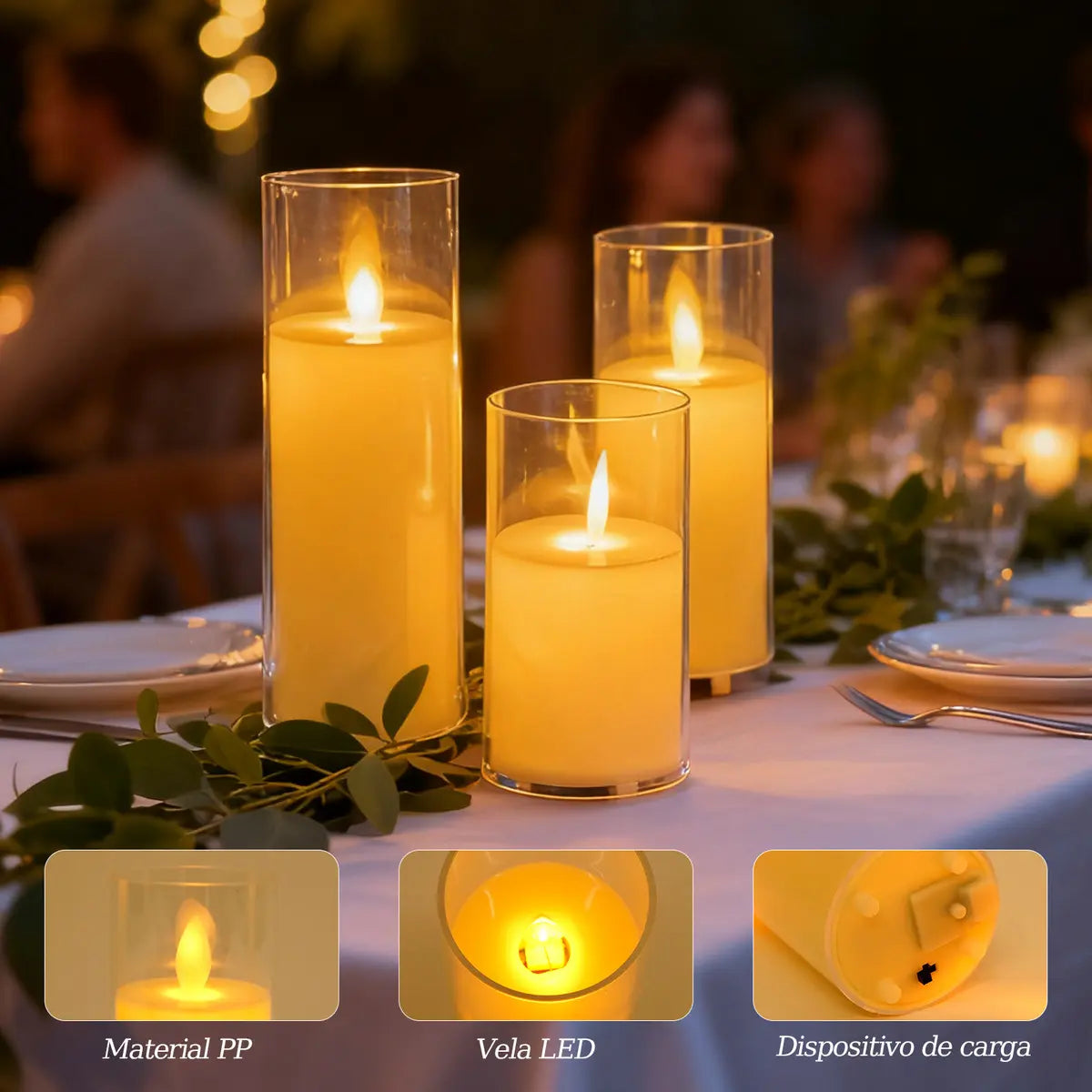 3 Velas Led Electrónicas Sin Llama Para Decorar Fiestas