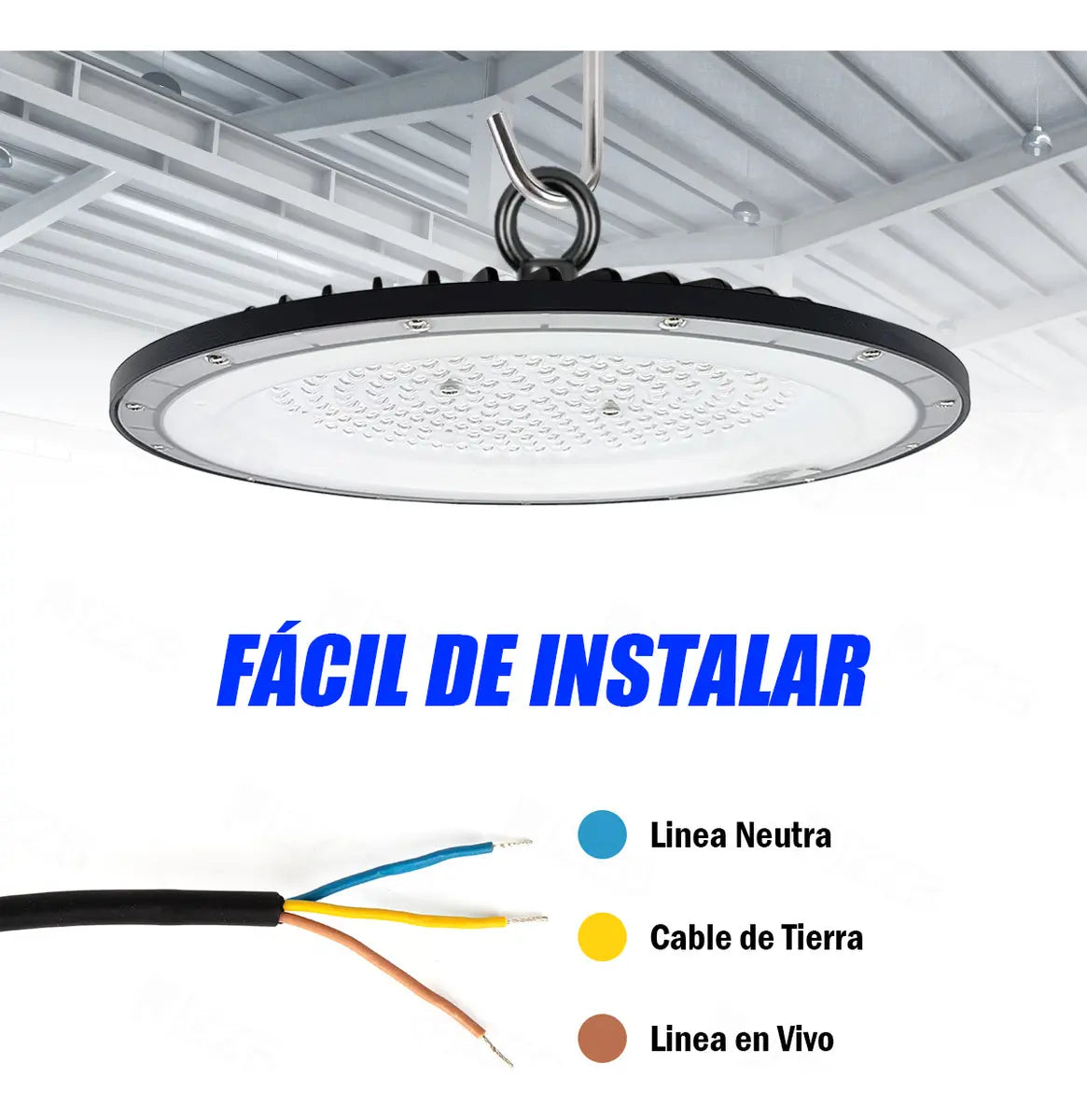 Lámpara Plafón LED Techo Negro 200W 20000lm JZZB UFO-200W Luz Blanca Fría