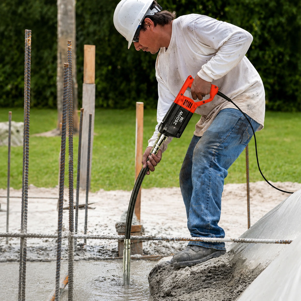Jzzb® Vibrador Eléctrico Con 3m Chicote Para Concreto 2600w Herramienta De Vibración De Construcción, Columnas De Hormigón, Carreteras, Vallas Y Trabajos De Ingeniería Personal