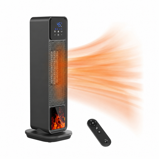 Calefactor Eléctrico De Aire Calentador Cerámico Ptc De 61cm De Alto 4 Modos Con Control Remoto 1500w Calentamiento Rápido