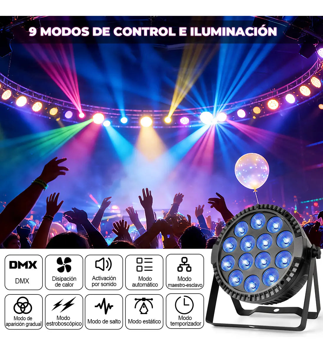 2 Pcs Cañón Led Par 168w Rgbw Dmx512 Profesional Para Dj