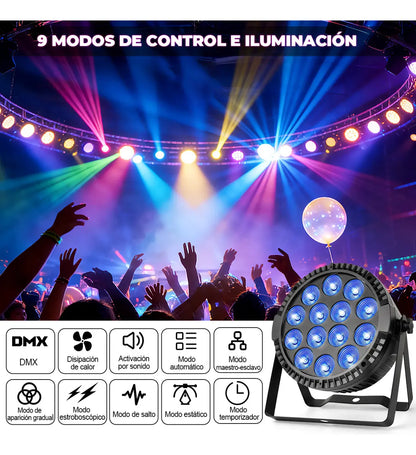 2 Pcs Cañón Led Par 168w Rgbw Dmx512 Profesional Para Dj