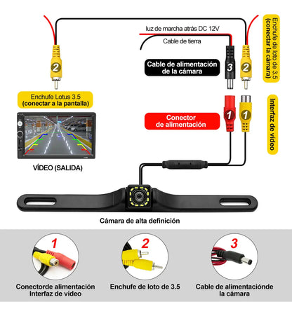 JZZB Cámara De Auto Reversa Con 12 Led Vision Nocturna Hd