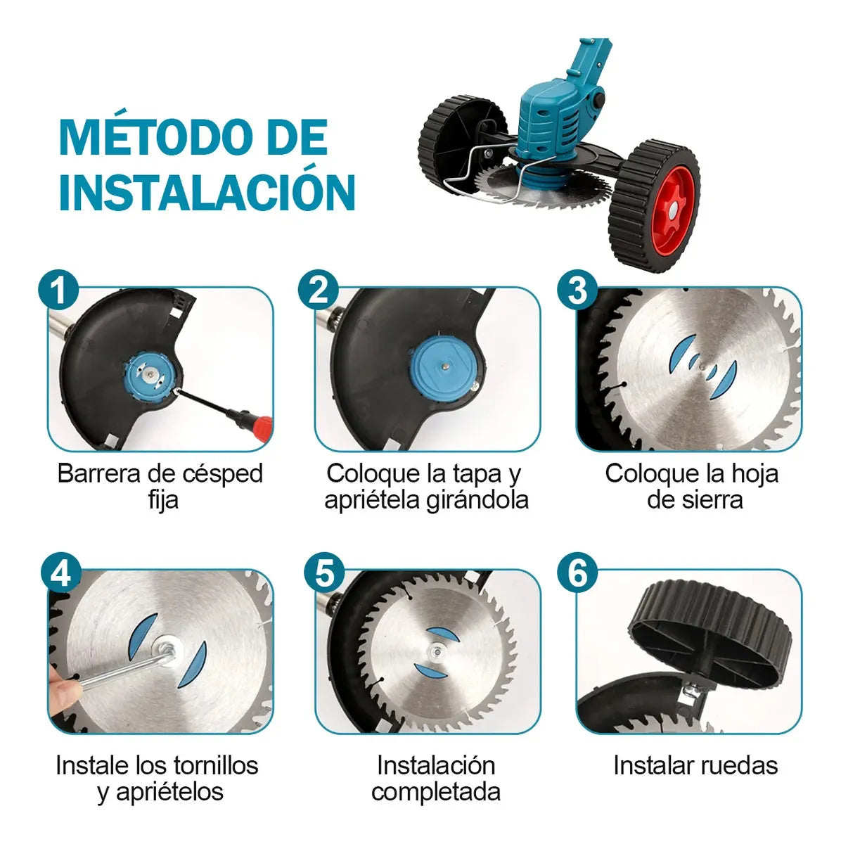 Desbrozadora Eléctrico Podadora Portátil Inalámbrica Con Ruedas Y 2 Baterías Accesorios Incluidos 11 Herramientas Para Jardineria Pasto Podadora Plegable