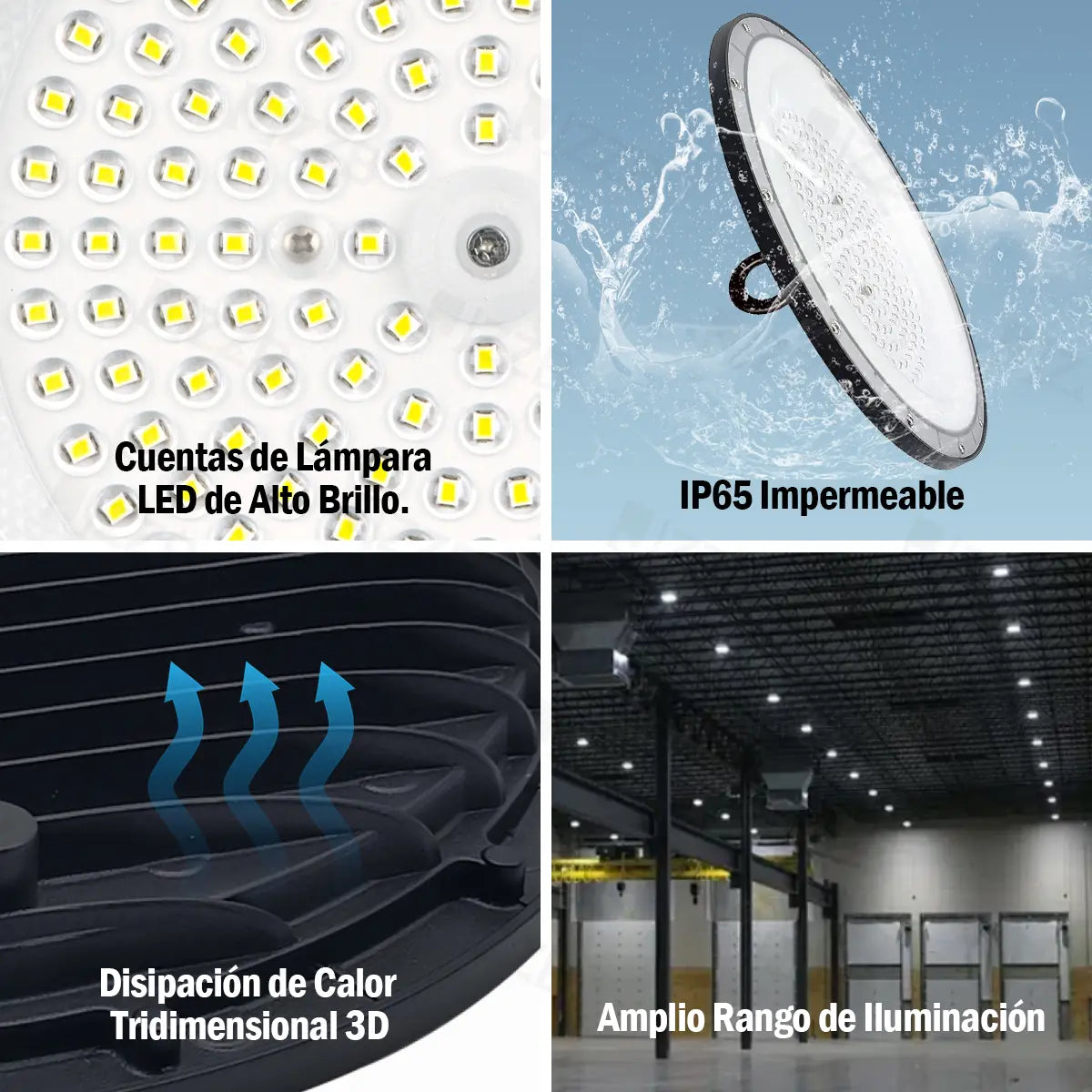 Lámpara Plafón LED Techo Negro 200W 20000lm JZZB UFO-200W Luz Blanca Fría