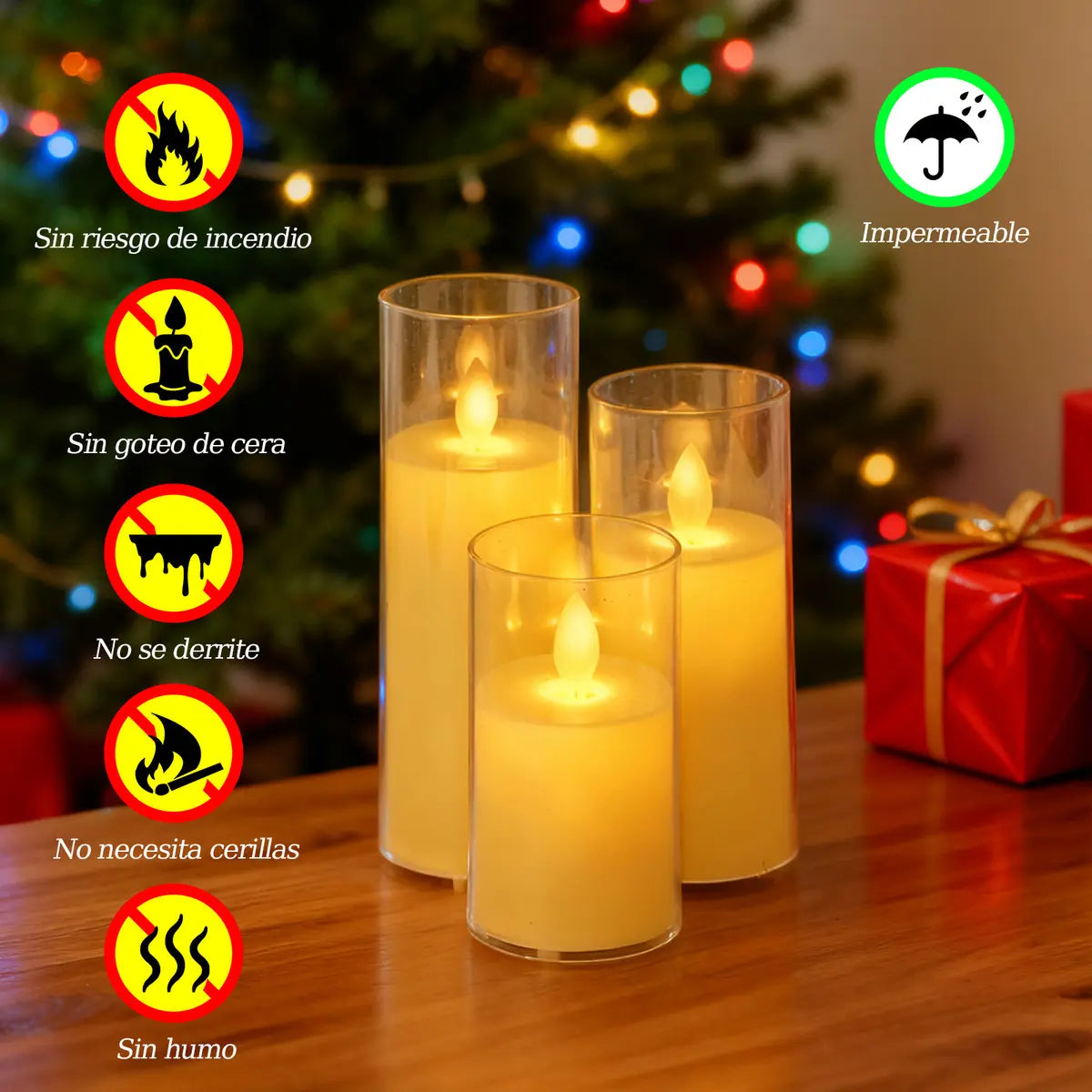 3 Velas Led Electrónicas Sin Llama Para Decorar Fiestas