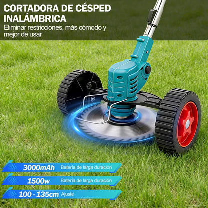 Desbrozadora Eléctrico Podadora Portátil Inalámbrica Con Ruedas Y 2 Baterías Accesorios Incluidos 11 Herramientas Para Jardineria Pasto Podadora Plegable