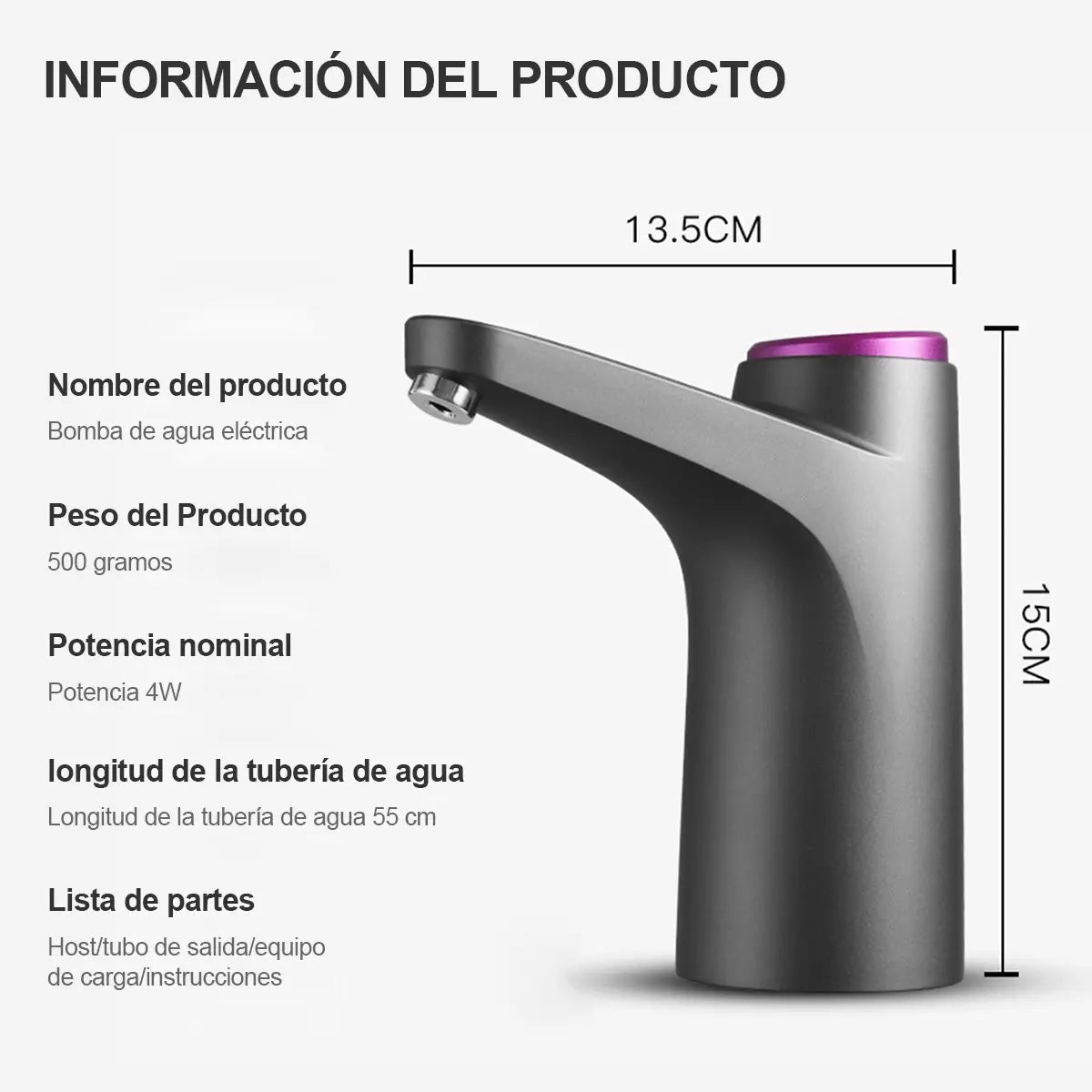 Bomba De Agua Eléctrica Recargable Portátil