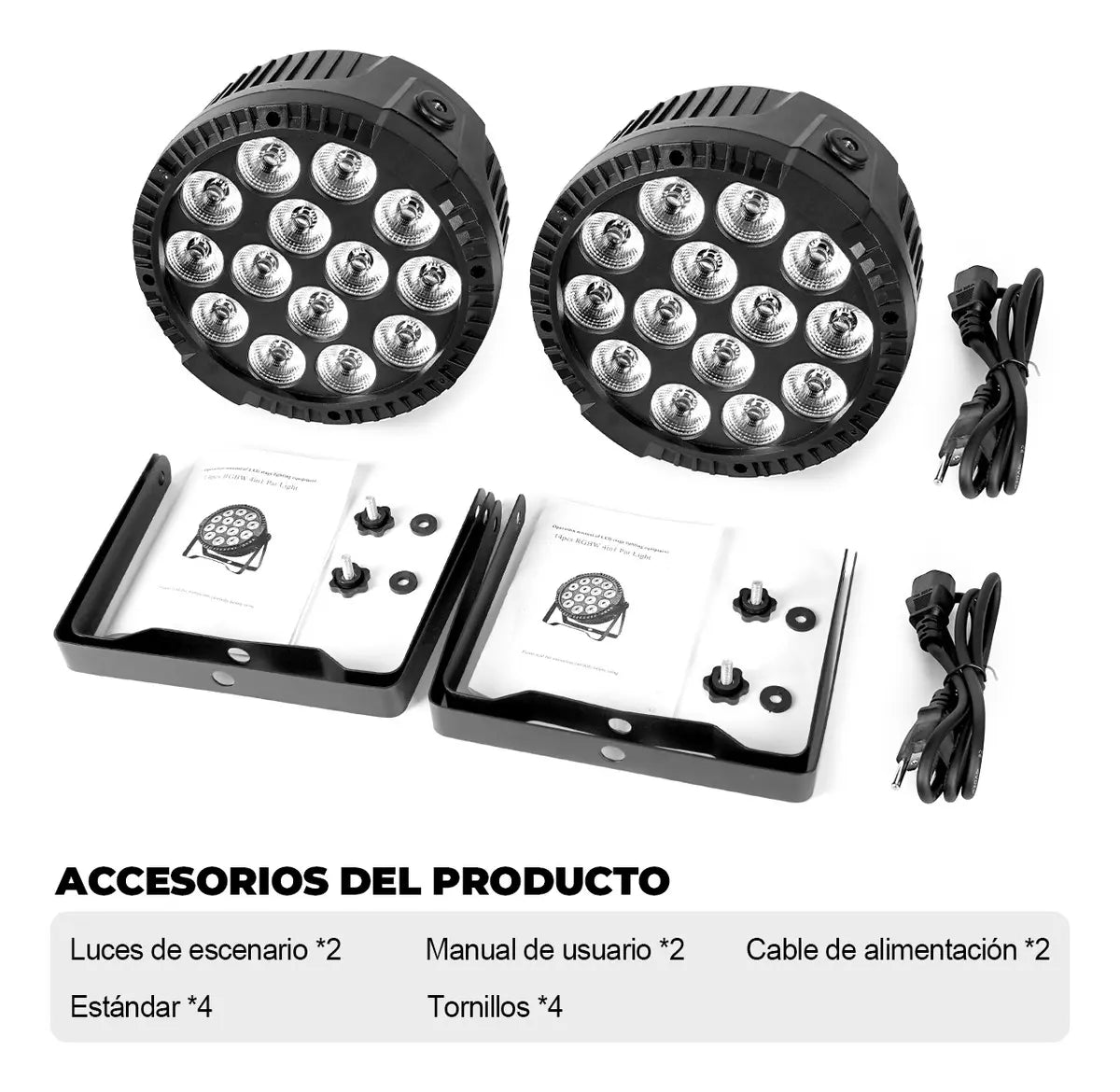 2 Pcs Cañón Led Par 168w Rgbw Dmx512 Profesional Para Dj