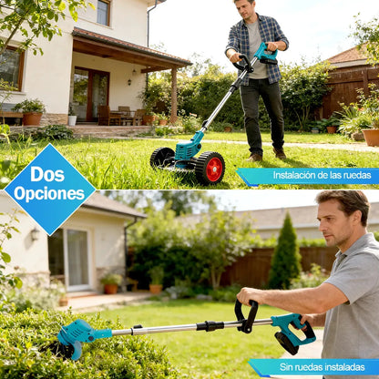 Desbrozadora Eléctrico Podadora Portátil Inalámbrica Con Ruedas Y 2 Baterías Accesorios Incluidos 11 Herramientas Para Jardineria Pasto Podadora Plegable