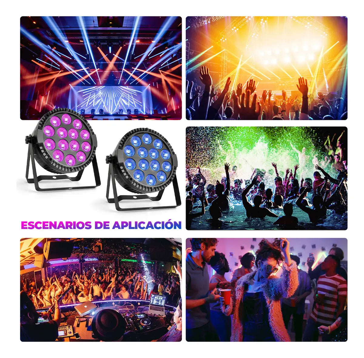 2 Pcs Cañón Led Par 168w Rgbw Dmx512 Profesional Para Dj