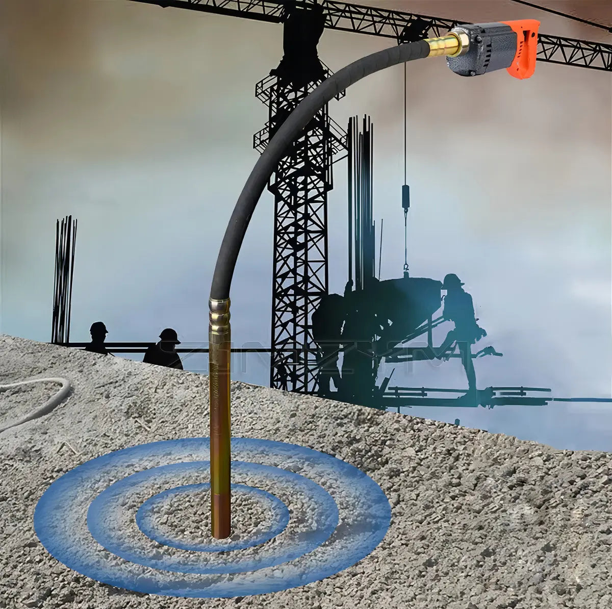 Jzzb® Vibrador Eléctrico Con 3m Chicote Para Concreto 2600w Herramienta De Vibración De Construcción, Columnas De Hormigón, Carreteras, Vallas Y Trabajos De Ingeniería Personal