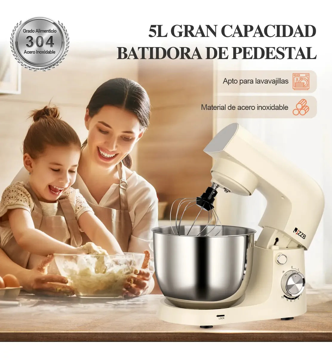 1500w Batidora De Pedestal Planetaria Jzzb 10 Vel 5 Lts 120v