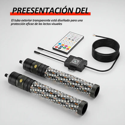 Un Par Antenas Led Rgb 30cm Rzr, Remoto Y App, Impermeable