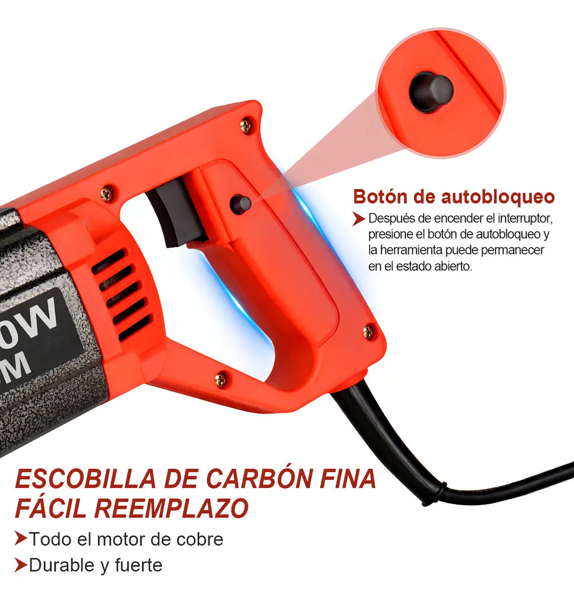 Jzzb® Vibrador Eléctrico Con 3m Chicote Para Concreto 2600w Herramienta De Vibración De Construcción, Columnas De Hormigón, Carreteras, Vallas Y Trabajos De Ingeniería Personal