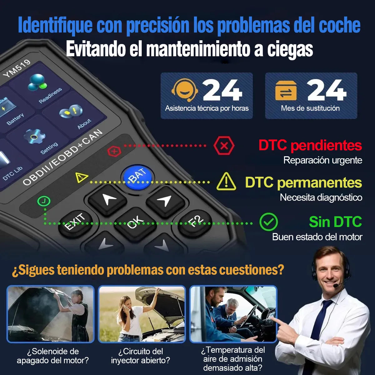Jzzb® Scanner Automotriz Obd2 Ym519 Para Multimarca Motor