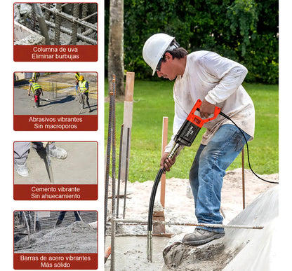 Jzzb® Vibrador Eléctrico Con 3m Chicote Para Concreto 2600w Herramienta De Vibración De Construcción, Columnas De Hormigón, Carreteras, Vallas Y Trabajos De Ingeniería Personal