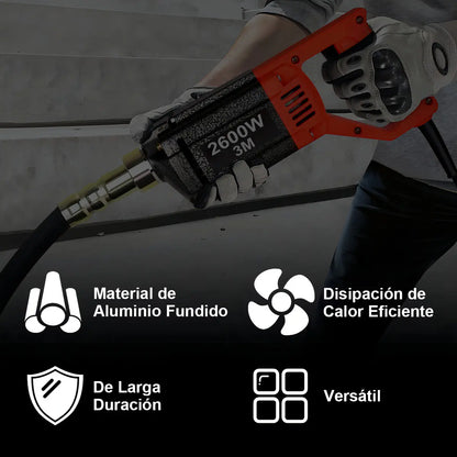Jzzb® Vibrador Eléctrico Con 3m Chicote Para Concreto 2600w Herramienta De Vibración De Construcción, Columnas De Hormigón, Carreteras, Vallas Y Trabajos De Ingeniería Personal