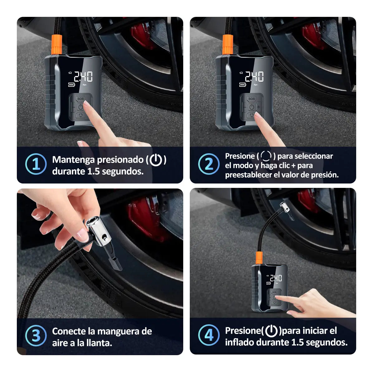Jzzb® Bomba De Aire Inalámbrica Para Inflar Llantas Y Motocicleta