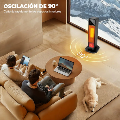 Calefactor Eléctrico De Aire Calentador Cerámico Ptc De 61cm De Alto 4 Modos Con Control Remoto 1500w Calentamiento Rápido