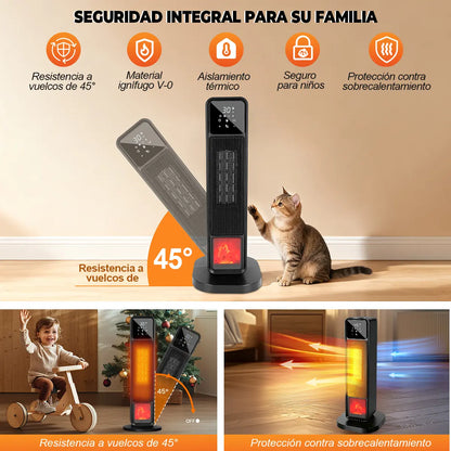 Calefactor Eléctrico De Aire Calentador Cerámico Ptc De 61cm De Alto 4 Modos Con Control Remoto 1500w Calentamiento Rápido