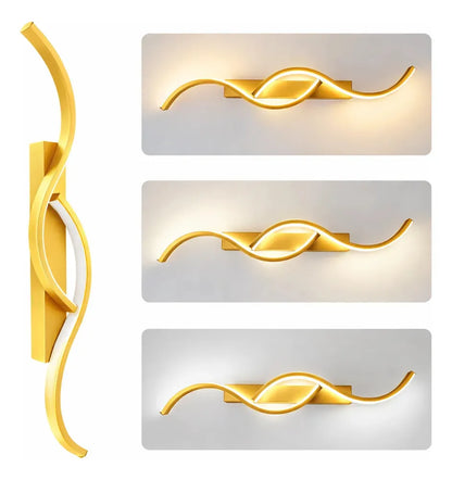 Lámpara Led De Pared Ondulado 60cm 3 Tono Blanco Cálido Nneutro Interior Exterior Dormitor Estructura