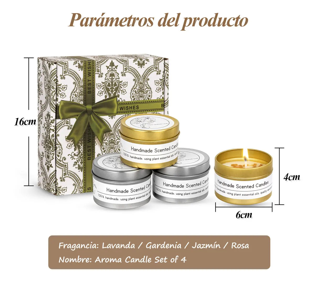 Vela De Aromaterapia, 4 Piezas Velas Aromaticas Cera De Soja - Ideal Para Meditación, Yoga, Baños O Cualquier Momento De Tranquilidad, 100% Cera De Soja Natural, Regalo Perfecto