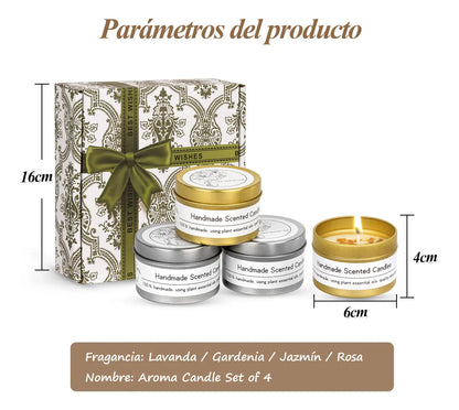 Vela De Aromaterapia, 4 Piezas Velas Aromaticas Cera De Soja - Ideal Para Meditación, Yoga, Baños O Cualquier Momento De Tranquilidad, 100% Cera De Soja Natural, Regalo Perfecto