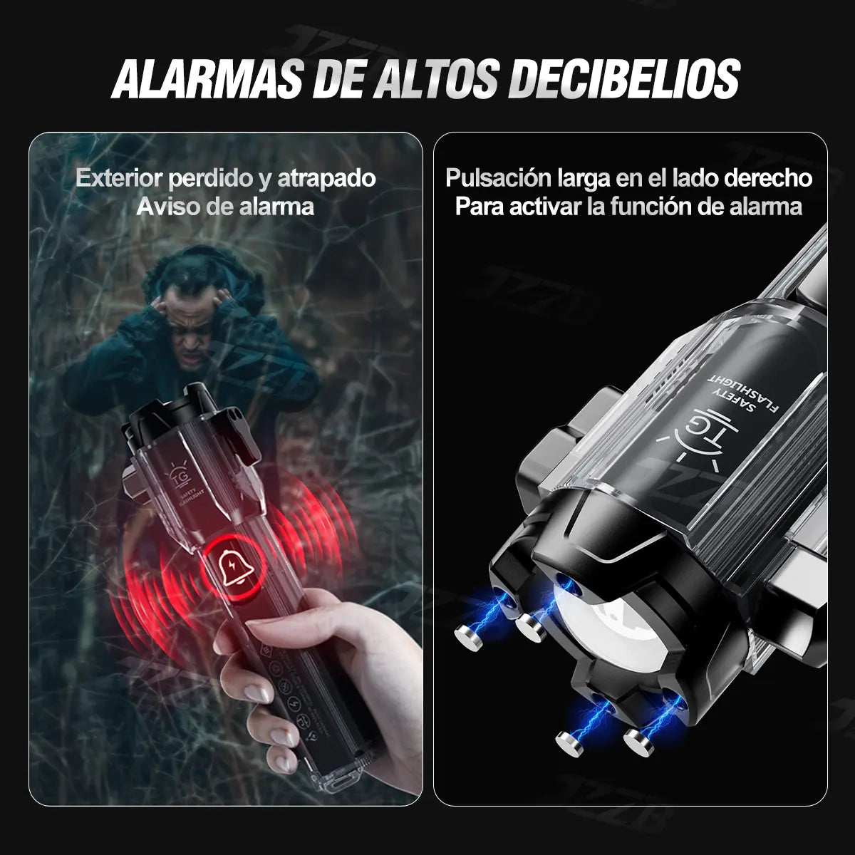JZZB® 2pzs Linternas Recargables Led Lampara Tactica Camping 10000lm Con 5 Modos