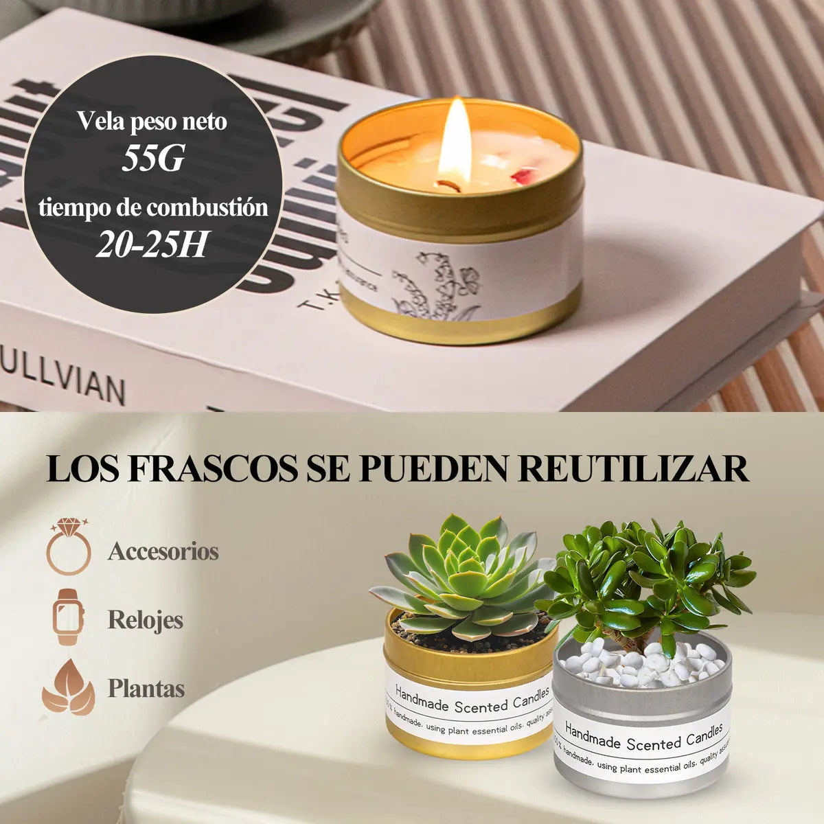 Vela De Aromaterapia, 4 Piezas Velas Aromaticas Cera De Soja - Ideal Para Meditación, Yoga, Baños O Cualquier Momento De Tranquilidad, 100% Cera De Soja Natural, Regalo Perfecto