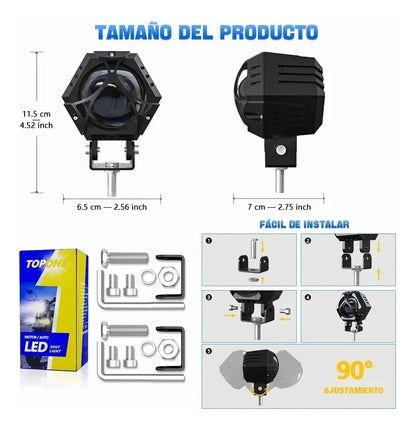 2pcs Faros Auxiliares Lupa 120w Para Auto Moto Con Estrobo