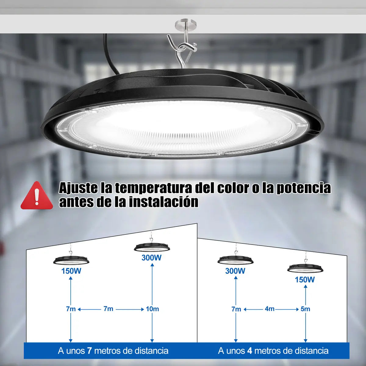 Lámpara LED Industrial UFO 300W JZZB Colgante Techo IP65 Aluminio luz blanca, cálida, neutra 100-265V lampara colgante 3 Color de la luz y Temperatura de color Alta Potencia