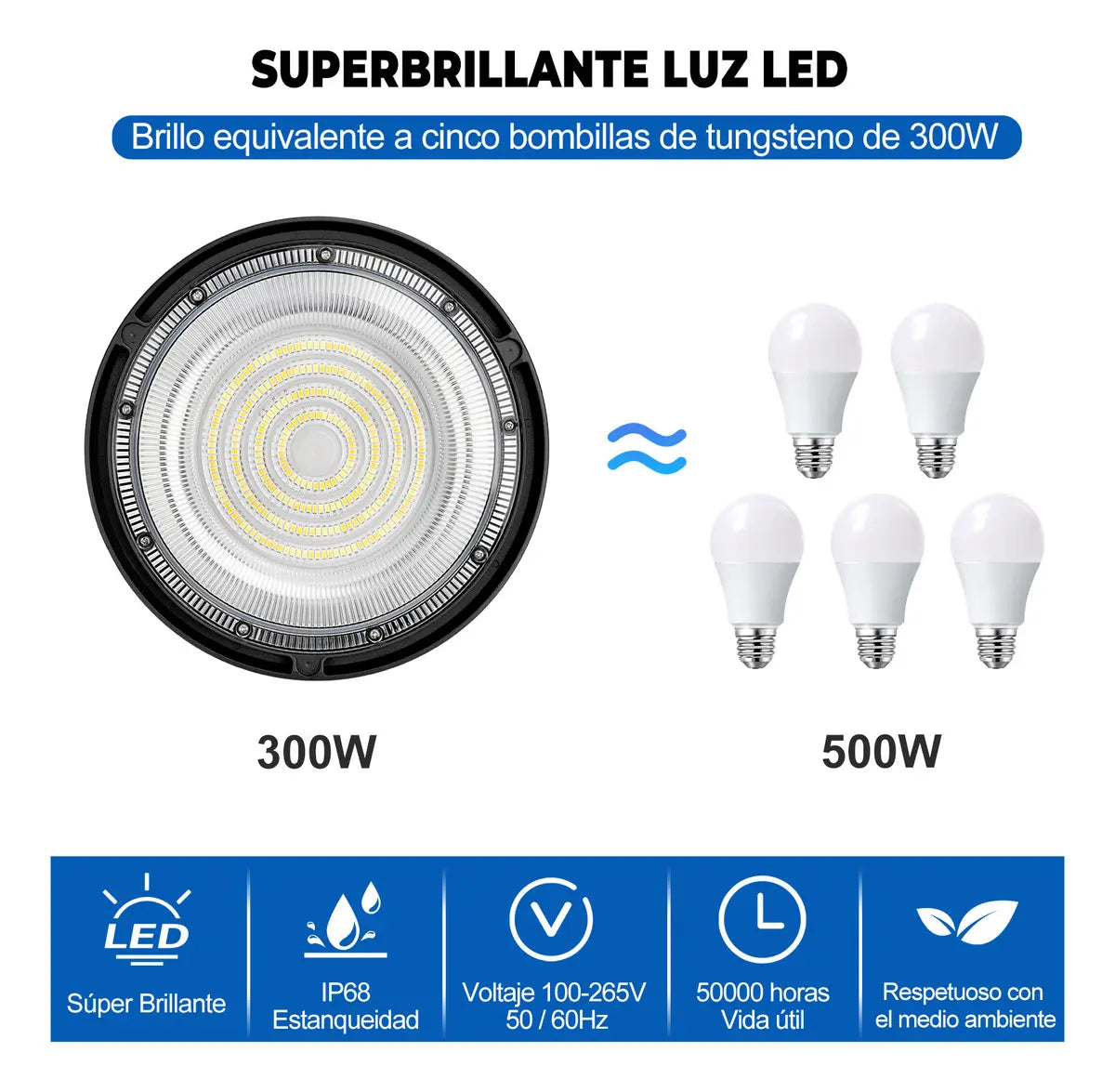 Lámpara LED Industrial UFO 300W JZZB Colgante Techo IP65 Aluminio luz blanca, cálida, neutra 100-265V lampara colgante 3 Color de la luz y Temperatura de color Alta Potencia