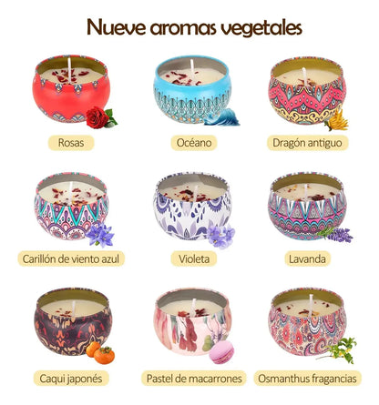 Vela De Aromaterapia, 9 Piezas Velas Aromaticas Cera De Soja