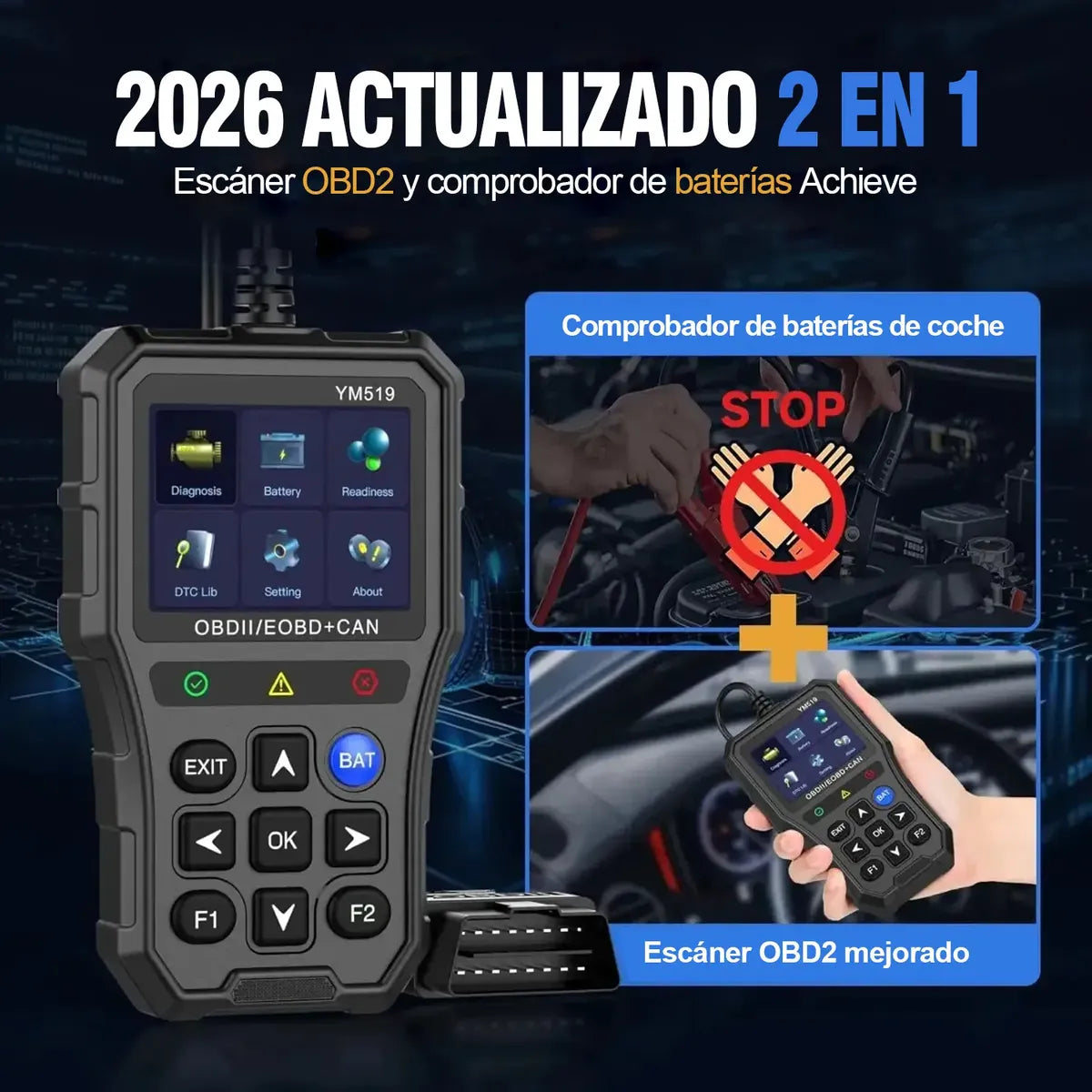 Jzzb® Scanner Automotriz Obd2 Ym519 Para Multimarca Motor