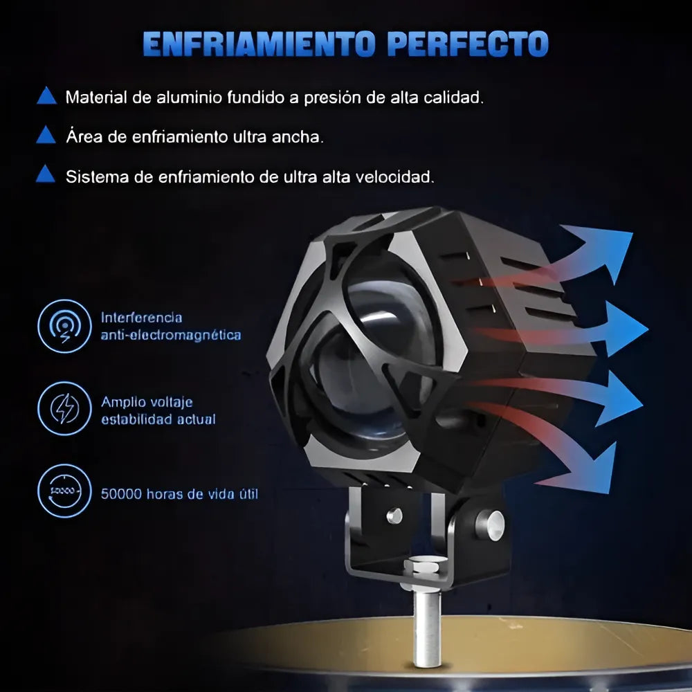 2pcs Faros Auxiliares Lupa 120w Para Auto Moto Con Estrobo