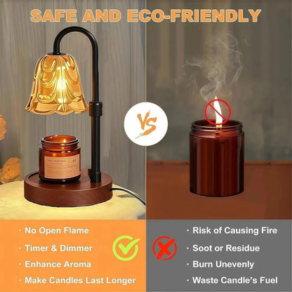 Lámpara Calentadora Velas Madera Temporizador Vela Regalo
