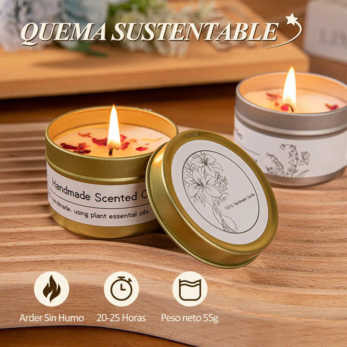 Vela De Aromaterapia, 4 Piezas Velas Aromaticas Cera De Soja - Ideal Para Meditación, Yoga, Baños O Cualquier Momento De Tranquilidad, 100% Cera De Soja Natural, Regalo Perfecto
