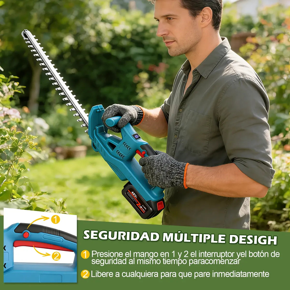 20  Inalámbrico 48v Cortasetos Serrucho Eléctrico Jardin