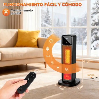 Calefactor Eléctrico De Aire Calentador Cerámico Ptc De 61cm De Alto 4 Modos Con Control Remoto 1500w Calentamiento Rápido