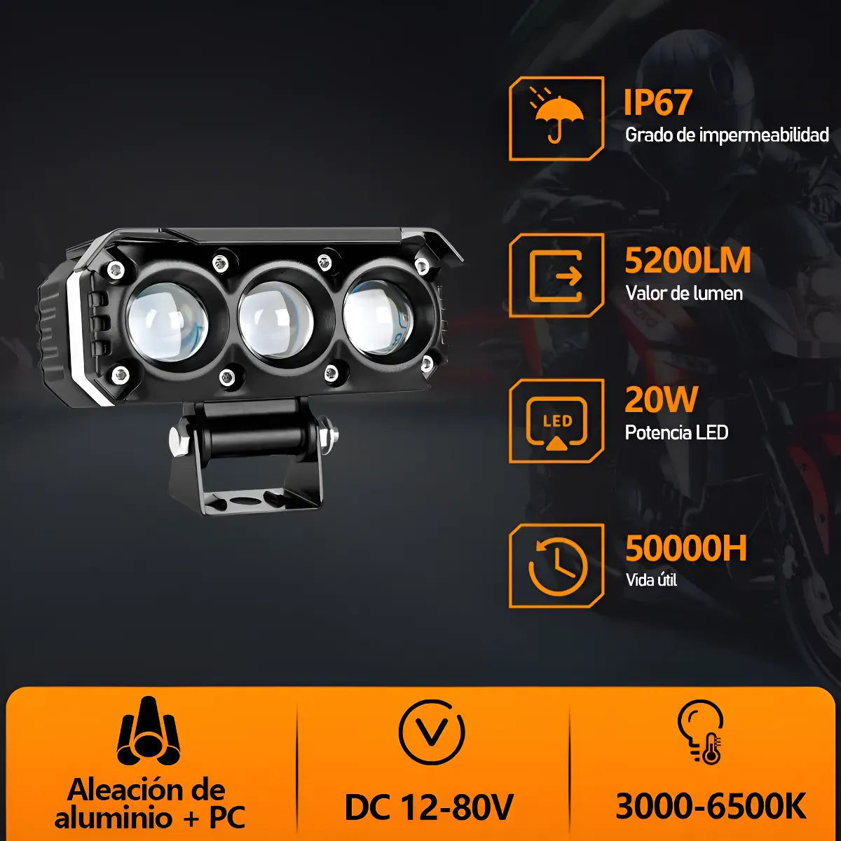 Faros De Lupa Luz Led Spot Luz Para Moto Ojo Diabólico 2pz