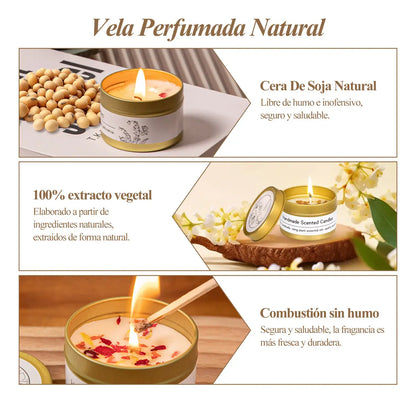 Vela De Aromaterapia, 4 Piezas Velas Aromaticas Cera De Soja - Ideal Para Meditación, Yoga, Baños O Cualquier Momento De Tranquilidad, 100% Cera De Soja Natural, Regalo Perfecto