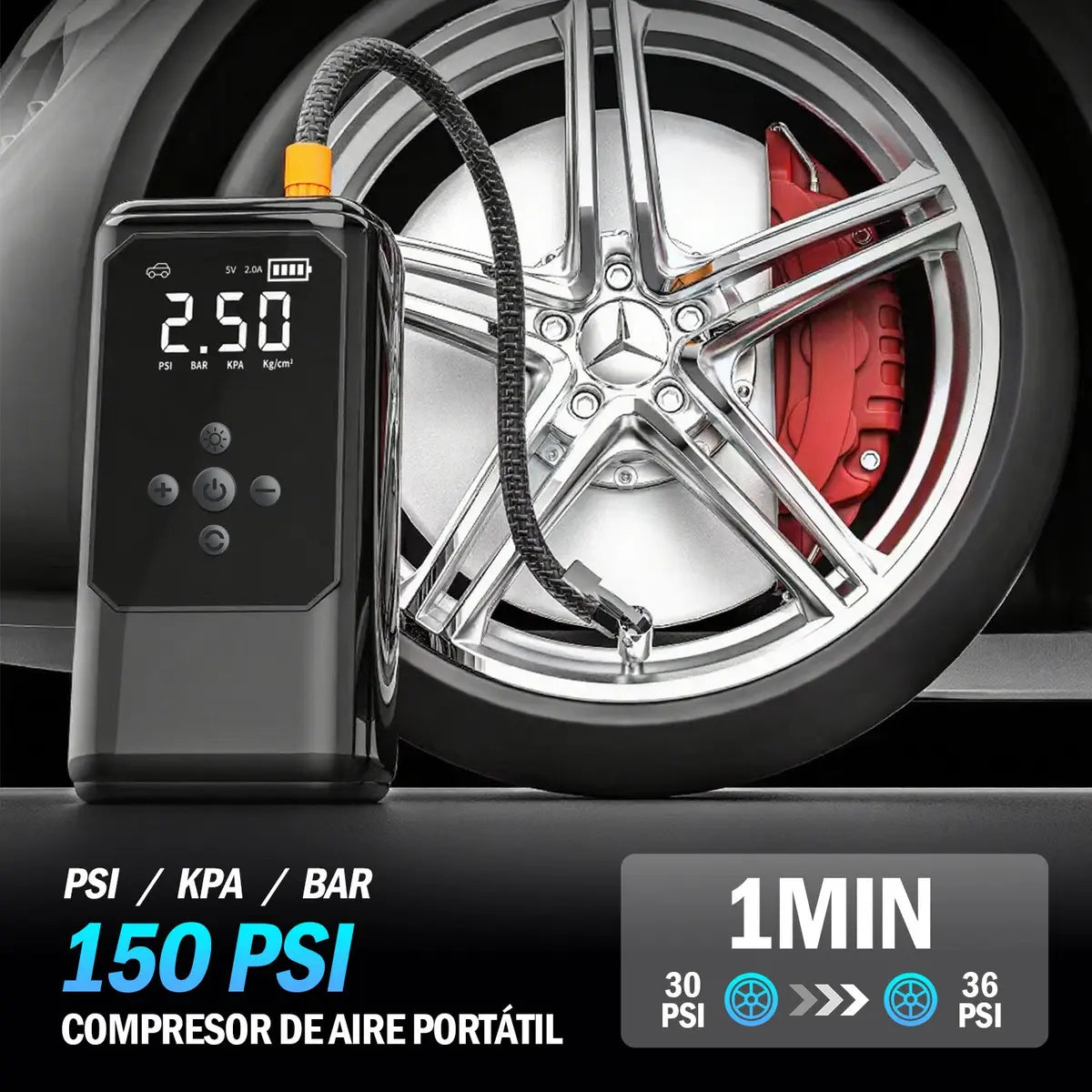 Arrancador de Batería y Compresor de Aire JZZB para Auto y Moto con Linterna