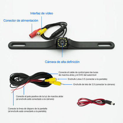 JZZB Cámara De Auto Reversa Con 12 Led Vision Nocturna Hd