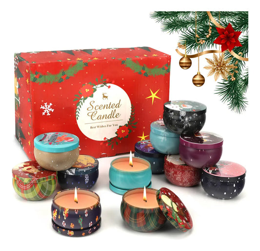 Navideño Vela Aromaterapia, 12 Pz Velas Aromaticas Cera Soja