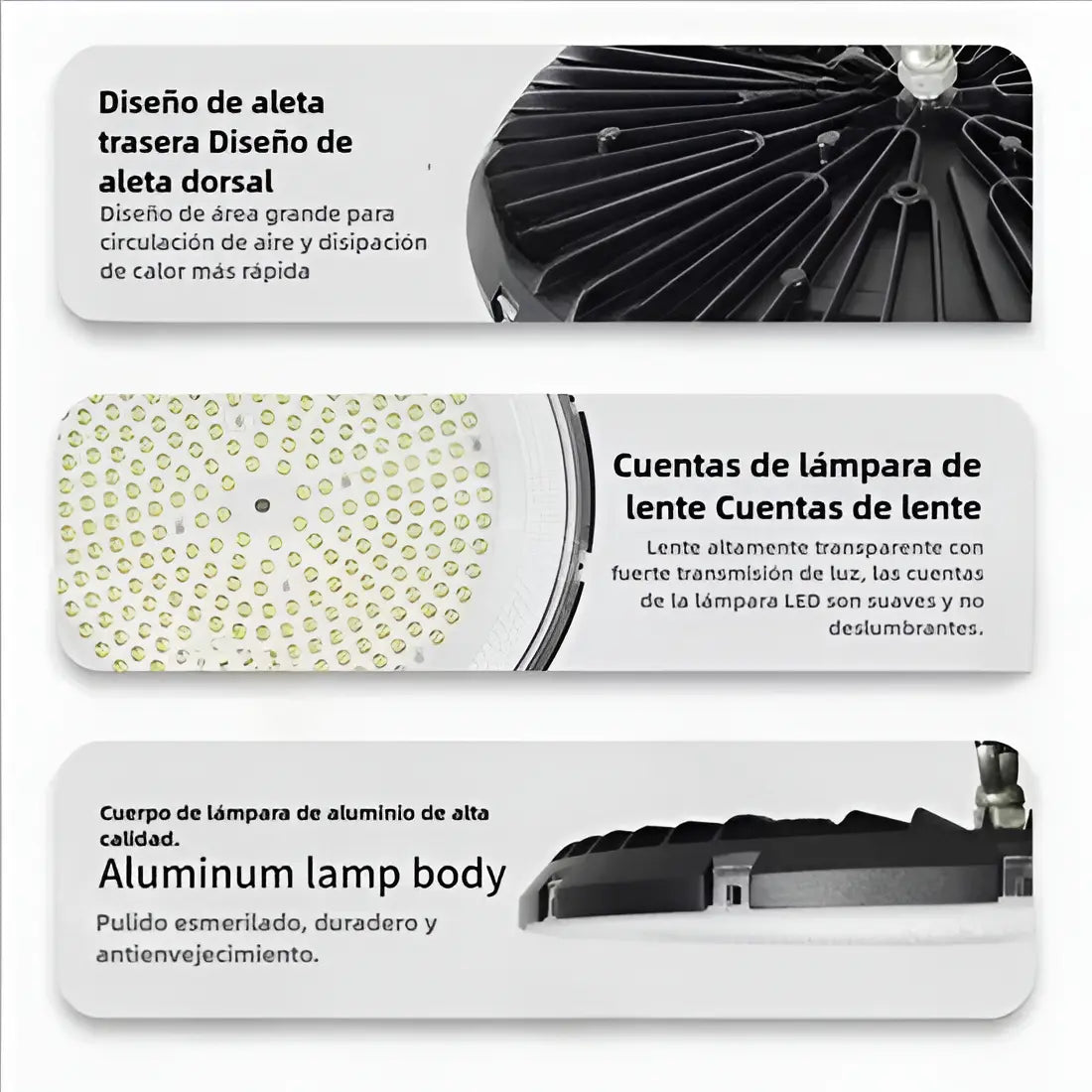 Lámpara Plafón LED Techo Negro 200W 20000lm JZZB UFO-200W Luz Blanca Fría