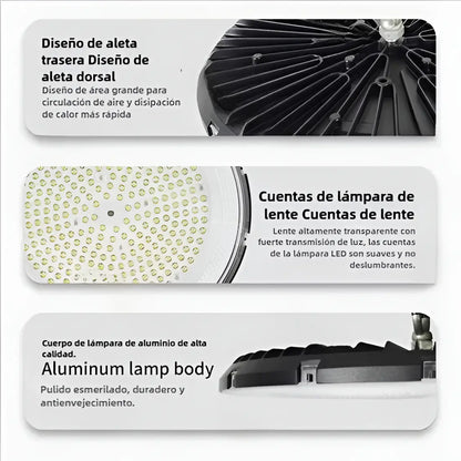 Lámpara Plafón LED Techo Negro 200W 20000lm JZZB UFO-200W Luz Blanca Fría