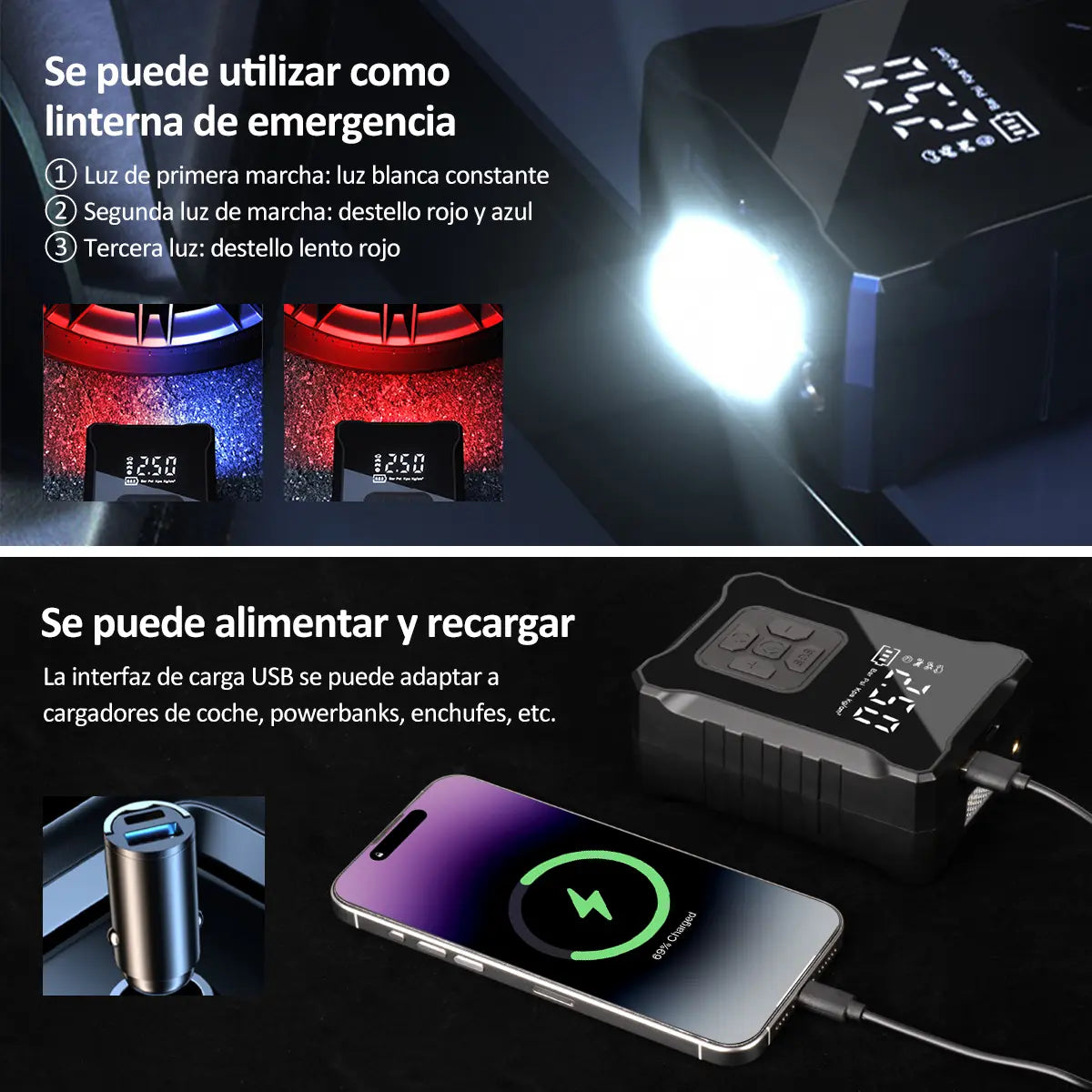 Jzzb® Bomba De Aire Inalámbrica Para Inflar Llantas Y Motocicleta