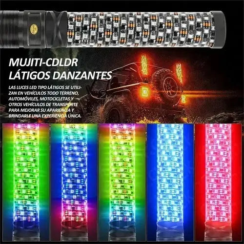 Un Par Antenas Led Rgb 30cm Rzr, Remoto Y App, Impermeable